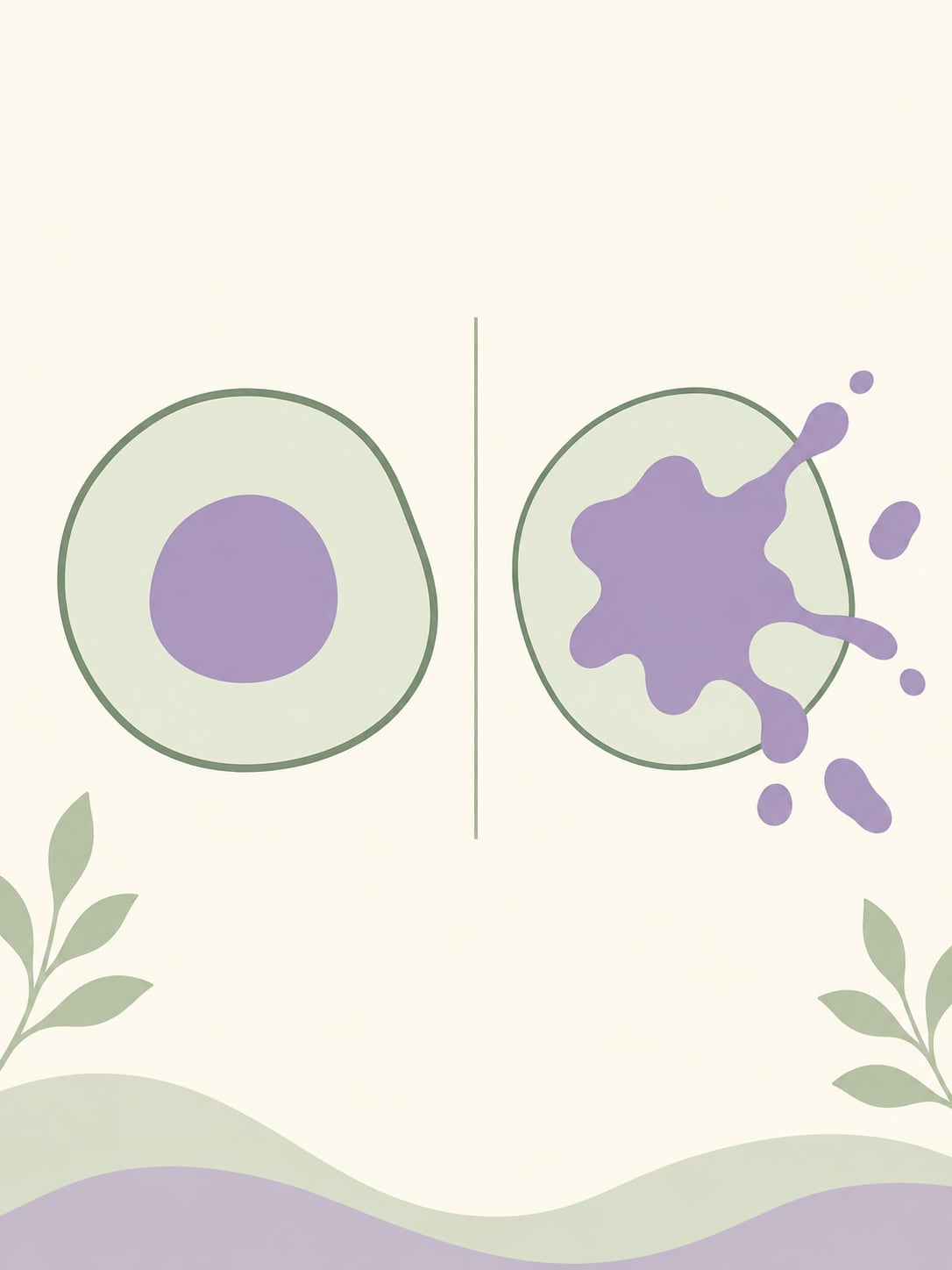 Flat illustration comparing a smooth contained shape with an irregular spreading shape.